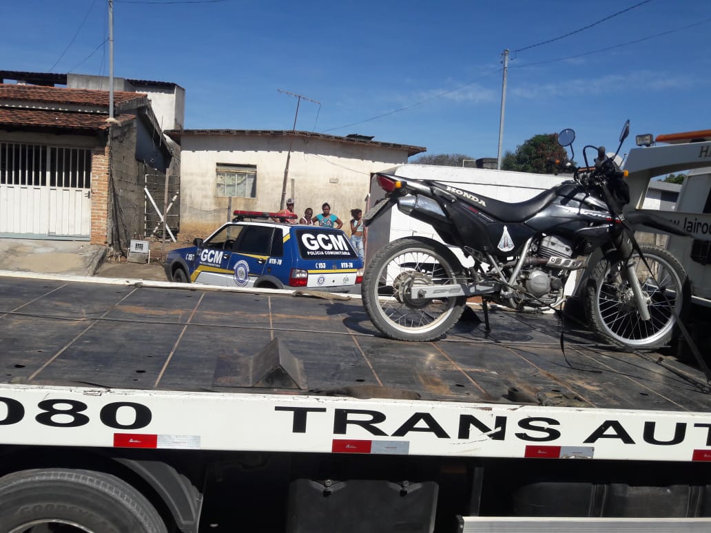 Moto apreendida pela Guarda Municipal nesta terça, 12/06