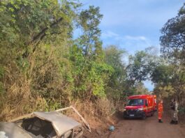 Capotamento na MG-170 deixa homem ferido em Lagoa da Prata